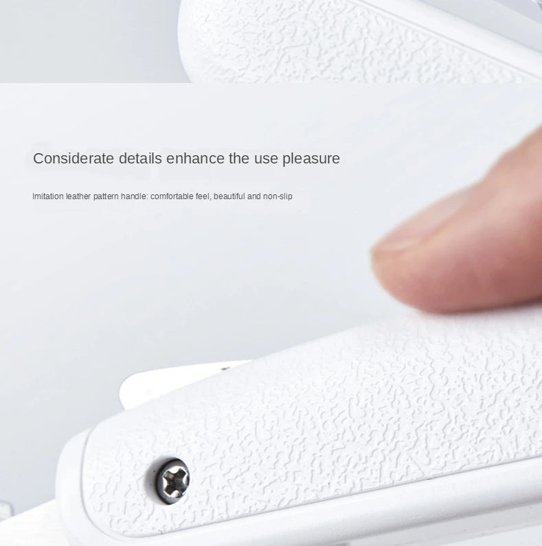 Spring-loaded, leather-grained grip